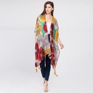 Large flower print kimono